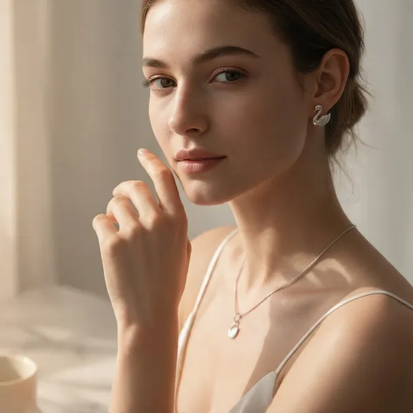 Silver_Tone_Swan_Pendant_Necklace_And_Earrings_Set_for_Women