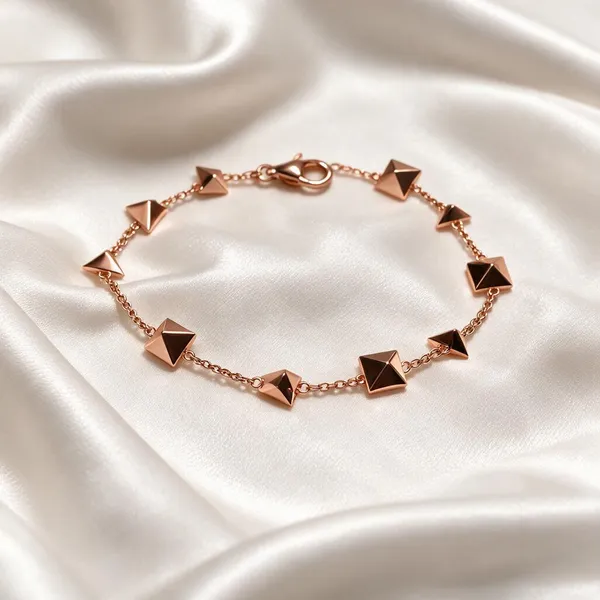 925_Silver_Rose_Gold_Geometric_Pyramid_Stud_Bracelet_For_Women