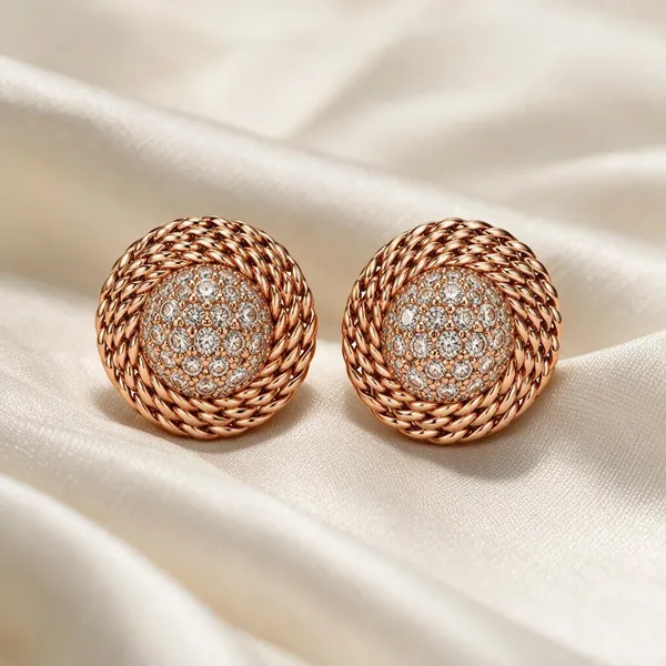 925_Silver_Rose_Gold_&_Cz_Hat_Shape_Stud_Earring_For_Women
