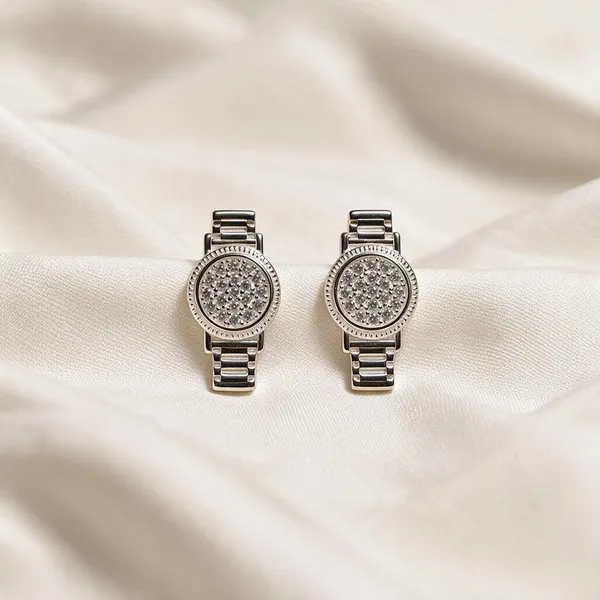 925_Silver_Wrist_Watch_Pattern_Stud_Earring_For_Women