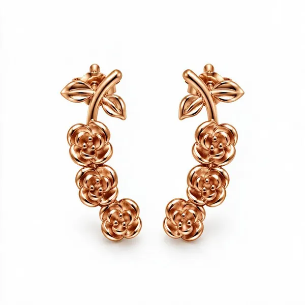 925_Silver_Rose_Gold_Florals_Hoop_Earring_For_Women