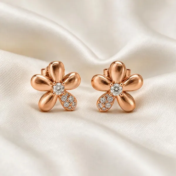 925_Silver_Rose_Gold_Floral_Stud_Earrings_For_Women