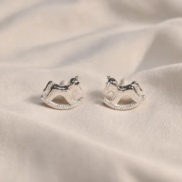 925_Silver_Rocking_Horse_Stud_Earrings_For_Women