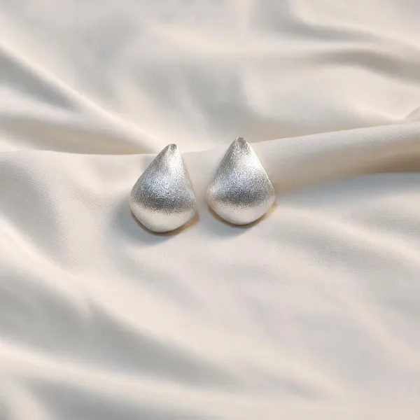 925_Silver_Matte_Teardrop_Stud_Earrings_For_Women