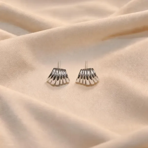 Platinum_Plated_925_Silver_Glossy_Ocean_Wave_Stud_Earrings_For_Women