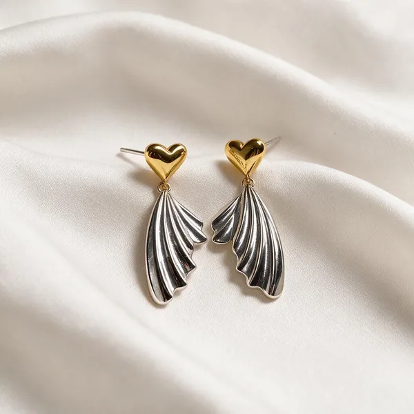 Platinum_Plated_925_Silver_Gold_Plated_Heart_Stud_Feather_Drop_Earrings_For_Women