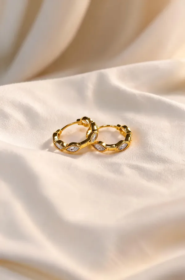 925_Silver_18K_Gold_Plated_Marquise_CZ_Hoops_Earring_for_Women