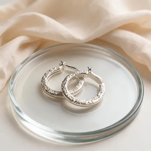 Platinum_Plated_925_Silver_Sand_Sparkling_Hoop_Earrings_For_Women