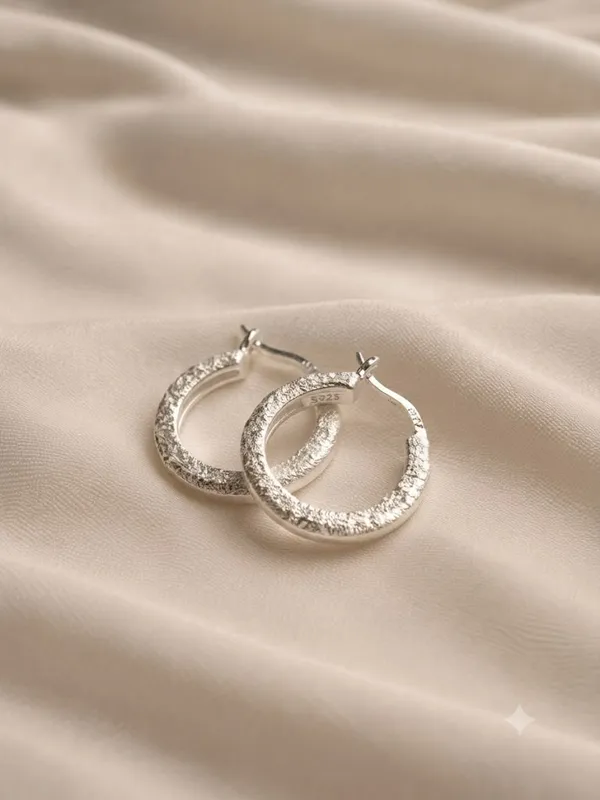 Platinum_Plated_925_Silver_Sand_Sparkling_Hoop_Earrings_For_Women