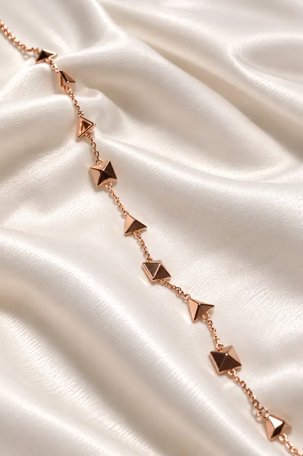 925_Silver_Rose_Gold_Geometric_Pyramid_Stud_Bracelet_For_Women