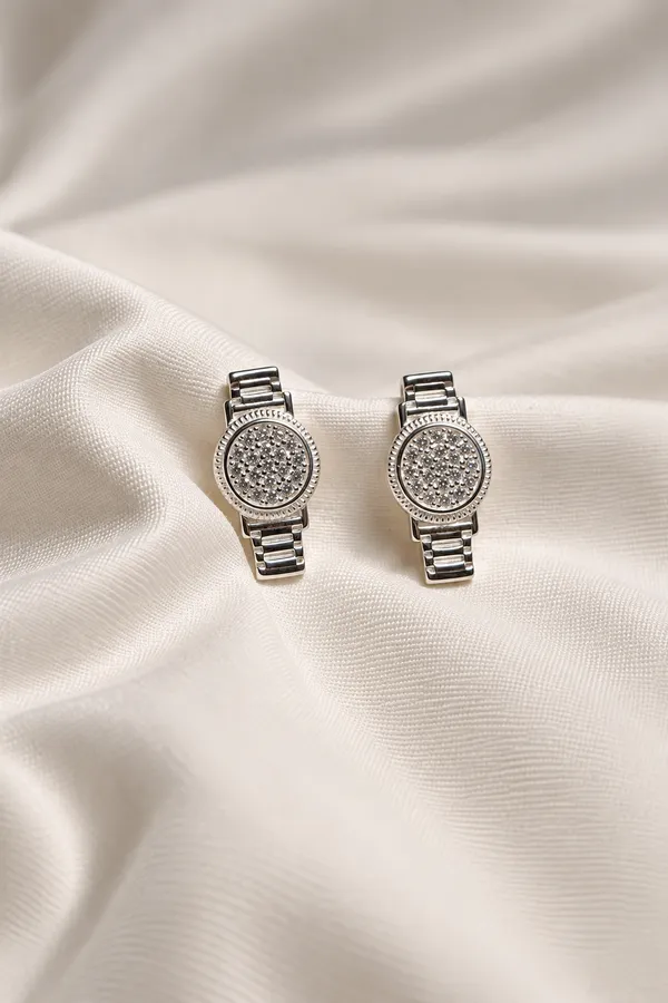 925_Silver_Wrist_Watch_Pattern_Stud_Earring_For_Women
