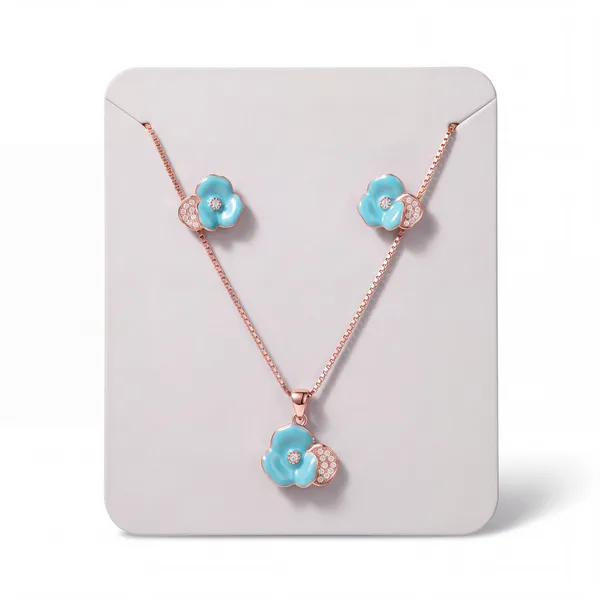 Rose_Gold_Tone_Turquoise_Floral_Necklace_And_Earring_Set