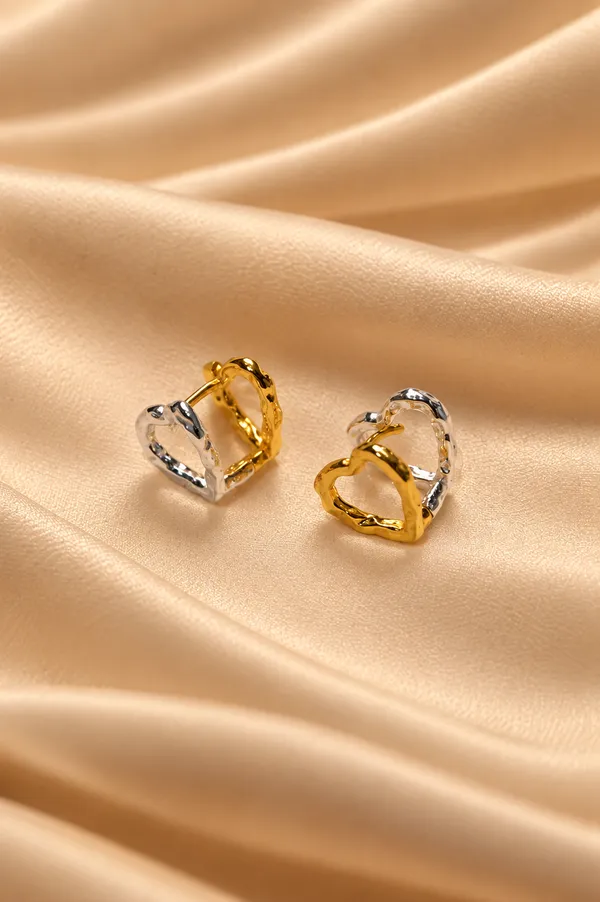 925_Silver_Twin_Heart_Gold_And_Silver_Finish_Earrings_for_Women