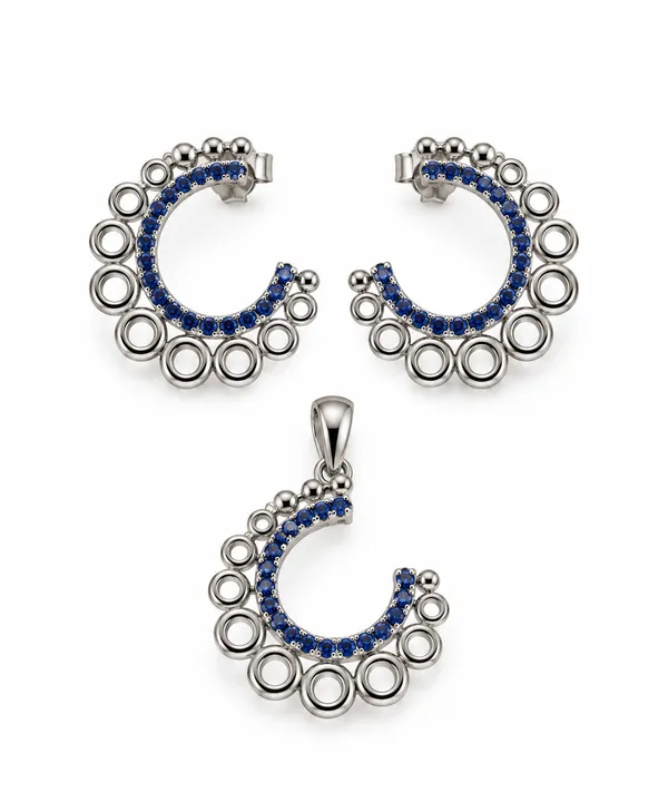 925_Silver_Horse_Shoe_Earrings_&_Pendant_Set_For_Women