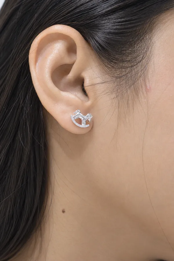 925_Silver_Rocking_Horse_Stud_Earrings_For_Women