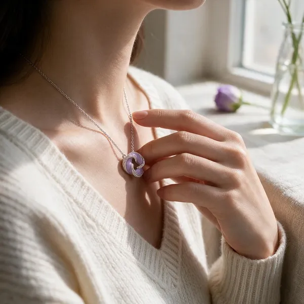 Purple_Silver-Tone_Interlocking_Necklace_And_Earring_Set_for_Women