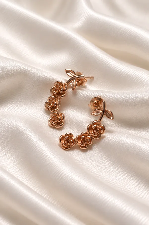 925_Silver_Rose_Gold_Florals_Hoop_Earring_For_Women