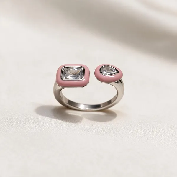 Platinum_Plated_925_Silver_Pink_Open_Band_Mismatched_Stone_Ring_For_Women