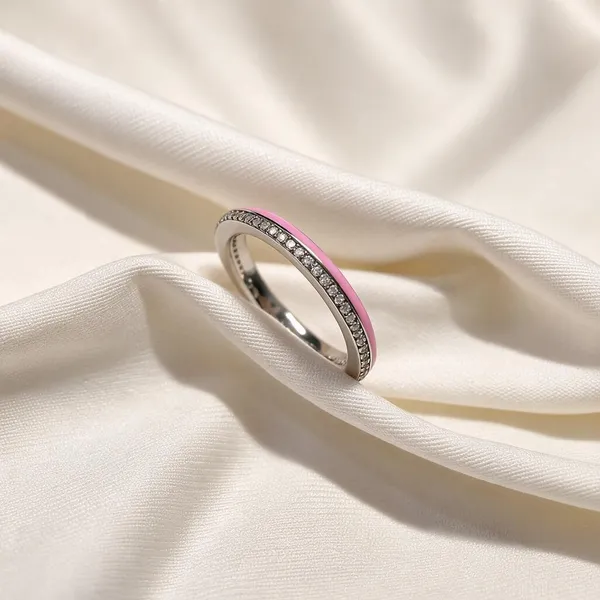 Platinum_Plated_925_Silver_Pink_Stone_Accent_Slim_Band_Ring_For_Women