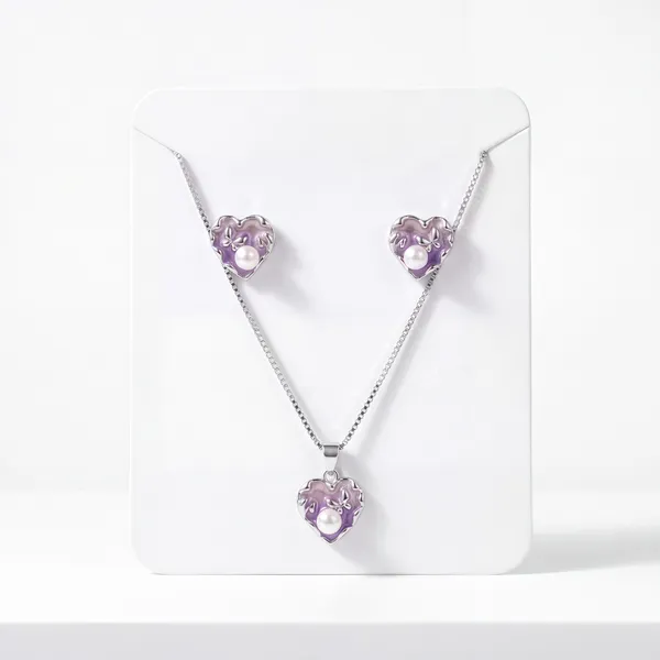 Silver_Tone_Purple_Heart_Pendant_Jewellery_Set_for_Women