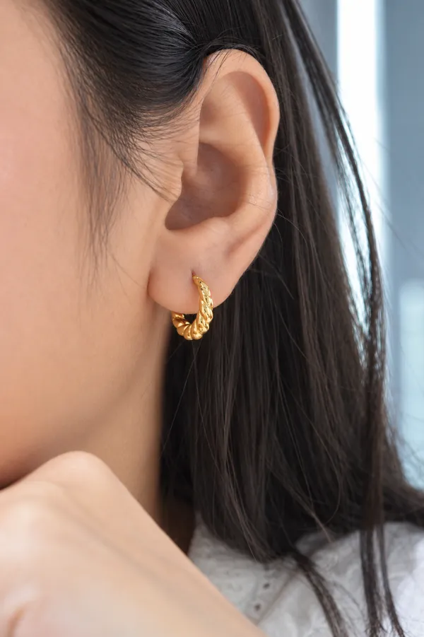 925_Silver_Spiral_Rope_Hoop_Gold_Finish_Earring_For_Women