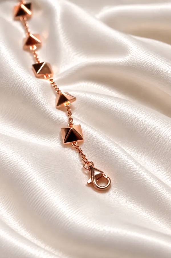 925_Silver_Rose_Gold_Geometric_Pyramid_Stud_Bracelet_For_Women