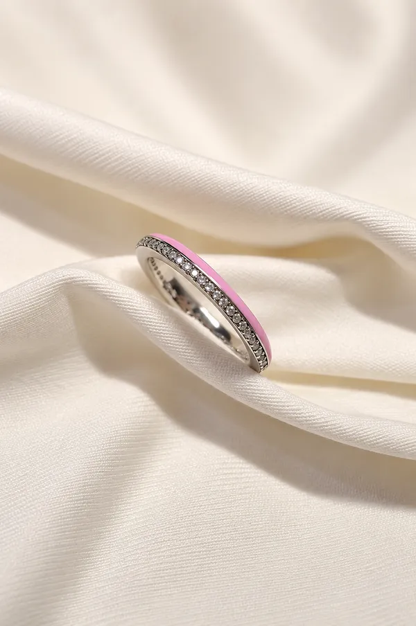 Platinum_Plated_925_Silver_Pink_Stone_Accent_Slim_Band_Ring_For_Women
