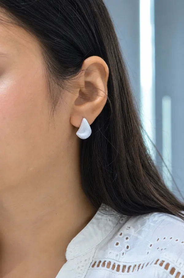 925_Silver_Matte_Teardrop_Stud_Earrings_For_Women