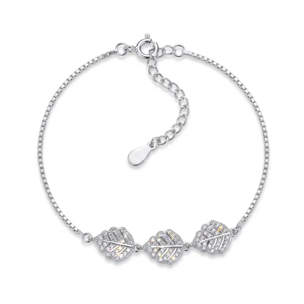 Platinum_Plated_925_Silver_Leaf_Charm_Bracelet_for_Women