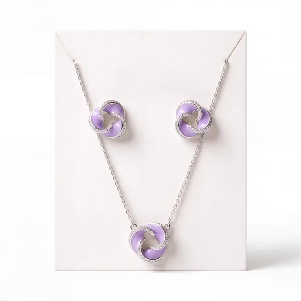 Purple_Silver-Tone_Interlocking_Necklace_And_Earring_Set_for_Women