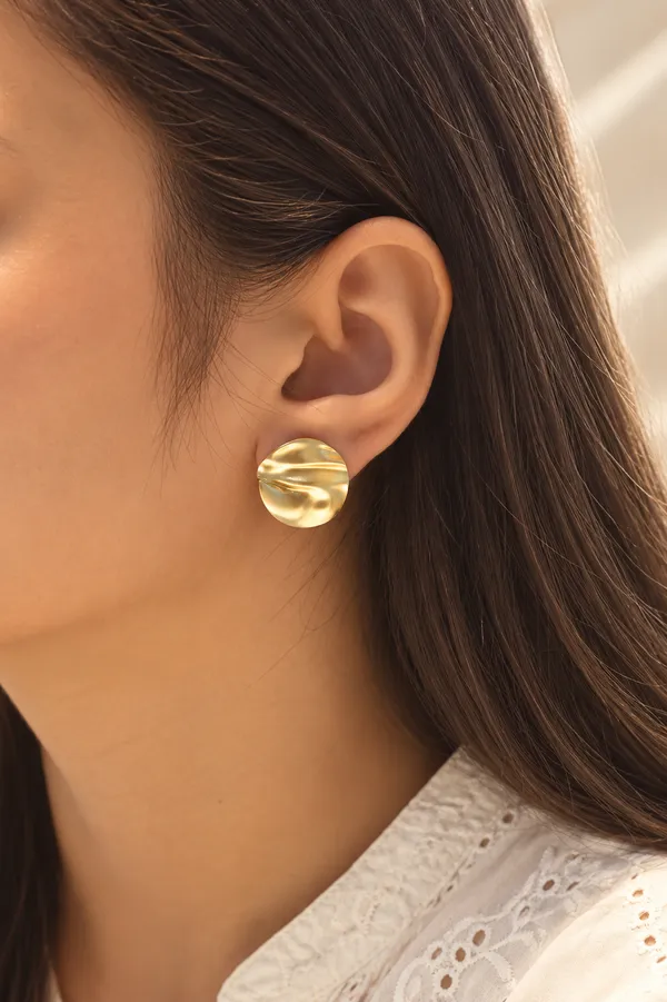 925_Silver_Gold_Finish_Round_Petal_Stud_Earrings_For_Women