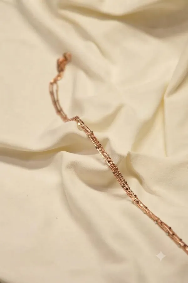 925_Silver_Rose_Gold_Multi_Strands_Chain_Anklet_For_Women