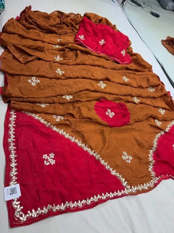 Brown_And_Pink_Embroidered_Half_Saree_For_Women