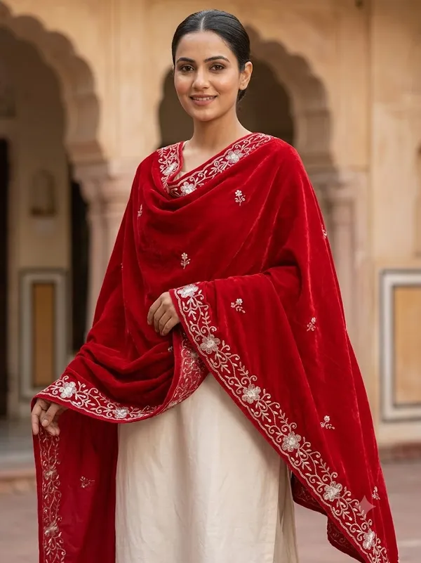 Red_Embroidered_Dupatta_For_Women