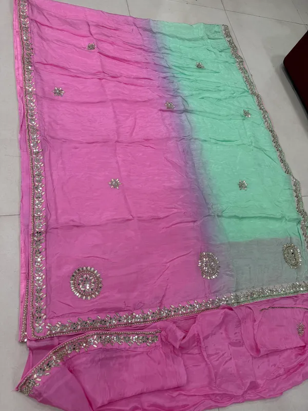 Pink_And_Mint_Embellished_Ombre_Saree_for_Women