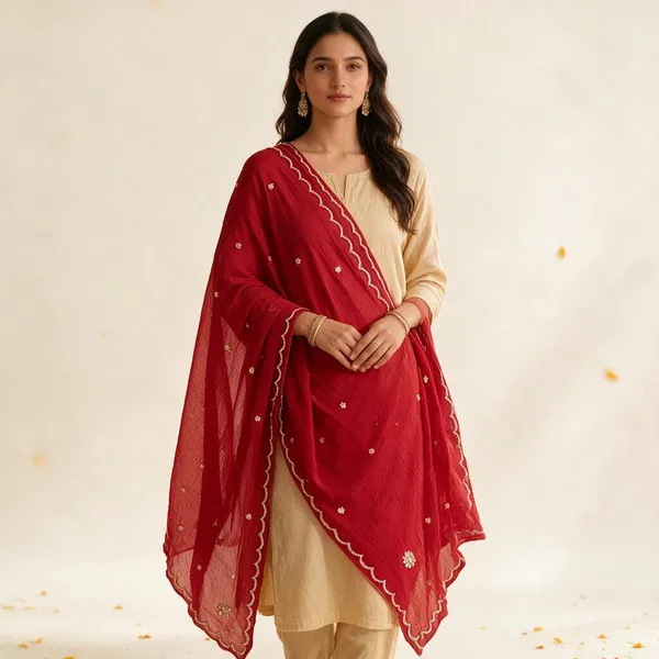 Red_Sheer_Embroidered_Dupatta_For_Women