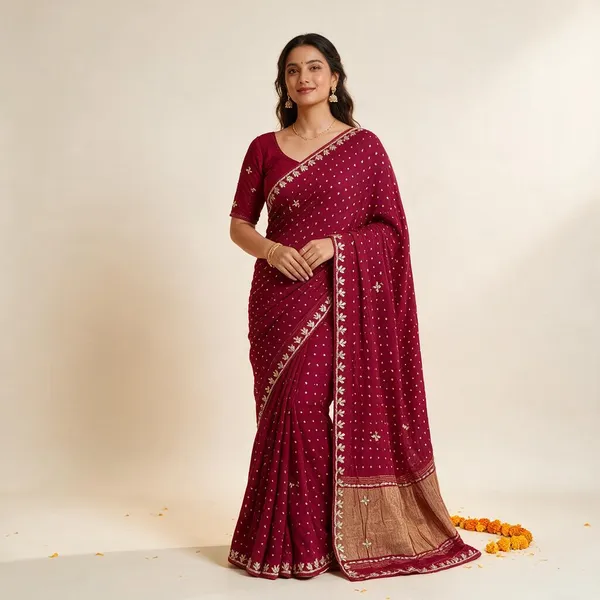 Magenta_Bandhani_Embellished_Saree_for_Women