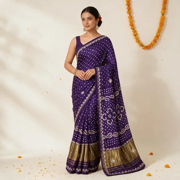 Purple_Bandhani_Print_Saree_For_Women