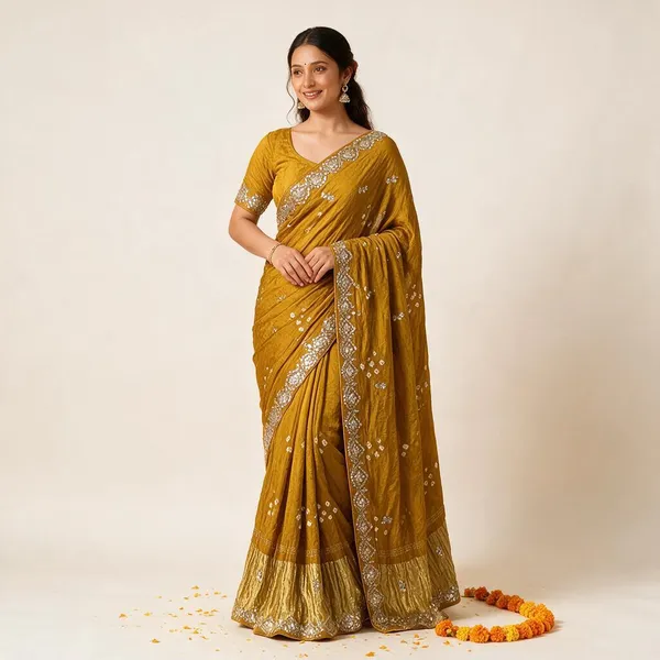 Mustard_Embellished_Saree_For_Women