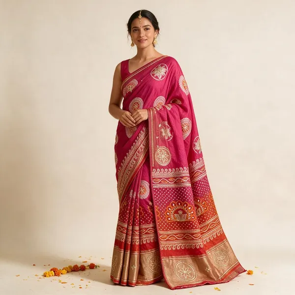 Red_Woven_Embroidered_Saree_For_Women