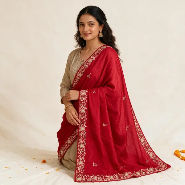 Red_Embroidered_Dupatta_For_Women