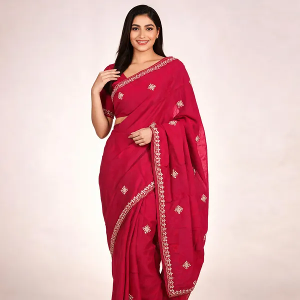 Pink_Embellished_Saree_With_Blouse_Piece_For_Women