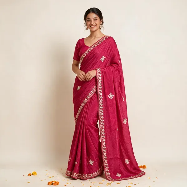 Pink_Embellished_Saree_With_Blouse_Piece_For_Women