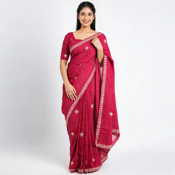 Pink_Embellished_Saree_With_Blouse_Piece_For_Women