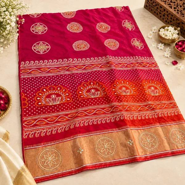 Red_Woven_Embroidered_Saree_For_Women