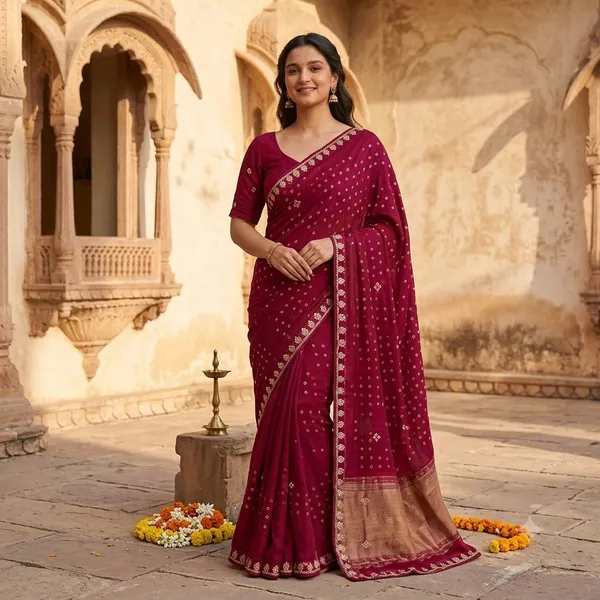 Magenta_Bandhani_Embellished_Saree_for_Women