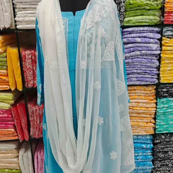 White_Hand_Embroidered_Lucknowi_Chikankari_Pure_Soft_Chiffon_Dupatta