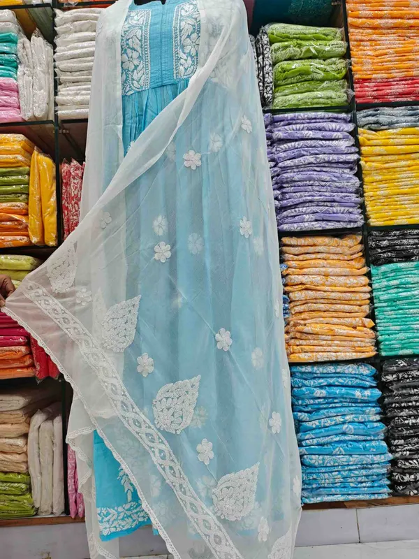 White_Hand_Embroidered_Lucknowi_Chikankari_Pure_Soft_Chiffon_Dupatta
