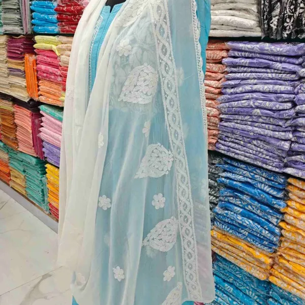 White_Hand_Embroidered_Lucknowi_Chikankari_Pure_Soft_Chiffon_Dupatta