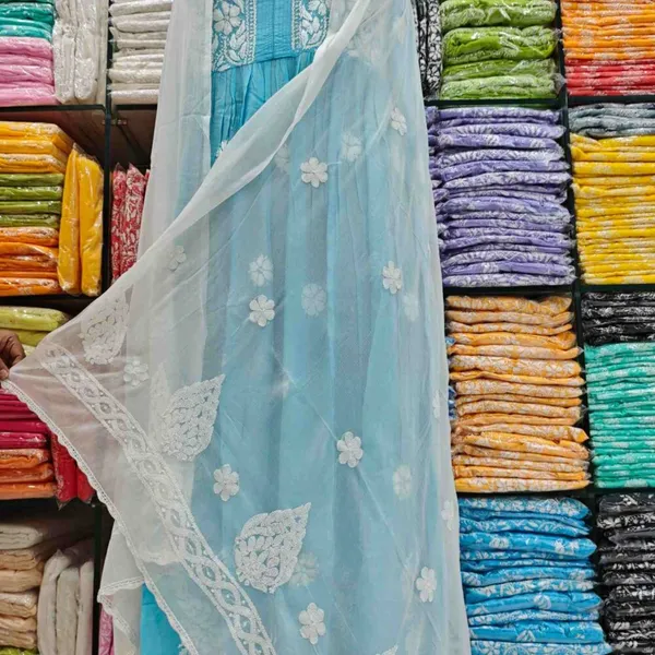 White_Hand_Embroidered_Lucknowi_Chikankari_Pure_Soft_Chiffon_Dupatta
